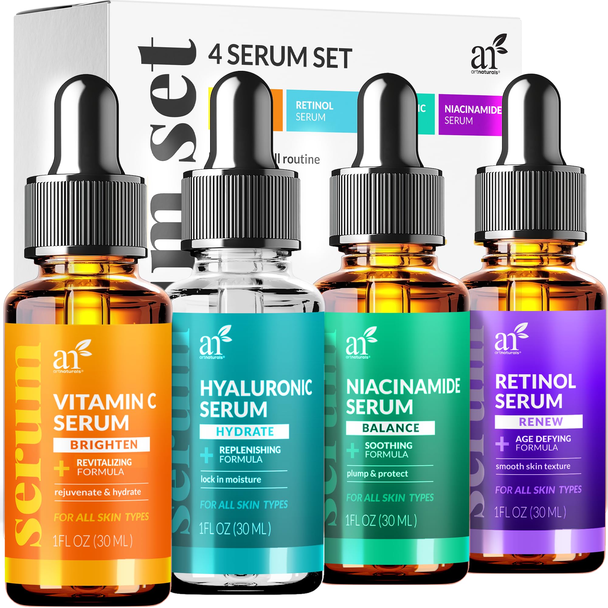 Artnaturals Vitamin C Serum Set – 4-Piece Anti-Aging, Brightening & Hydration
