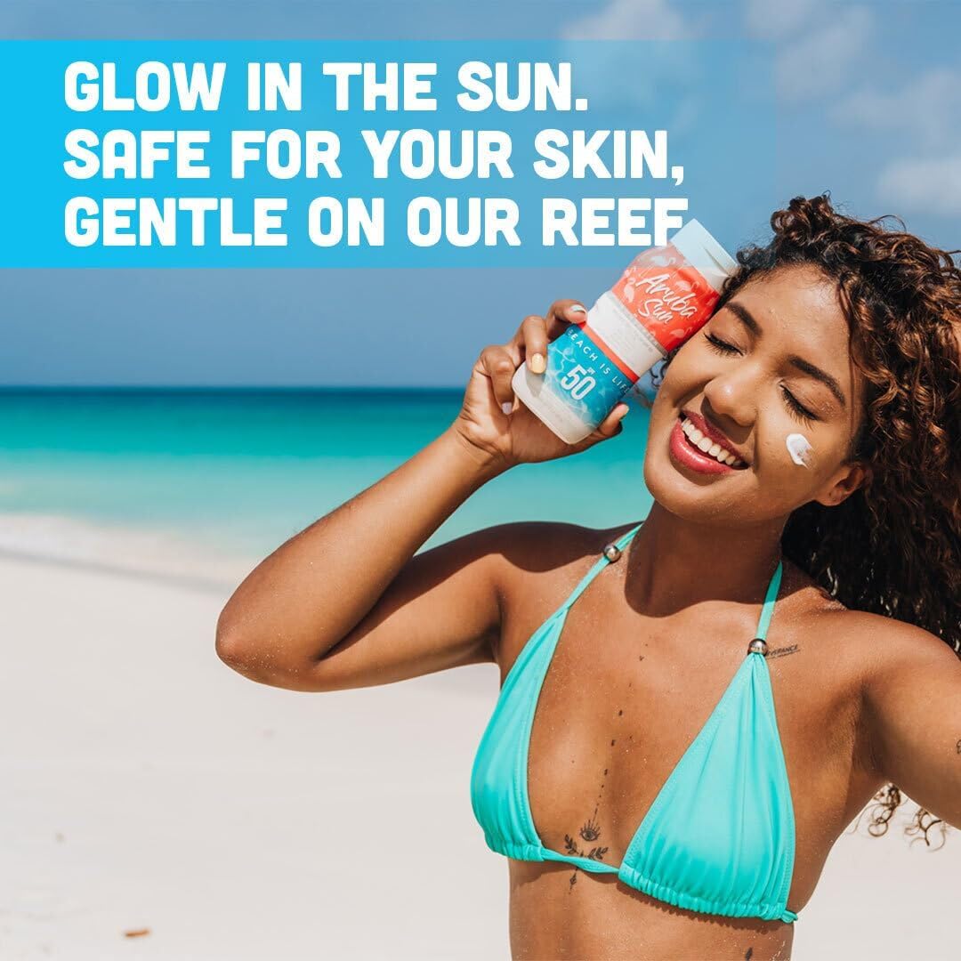 Aruba Sun SPF 50 Sunscreen Lotion 16oz 2-Pack | Reef-Safe, No Oxybenzone or Octinoxate | Broad-Spectrum UVA/UVB, Waterproof & Non-Greasy