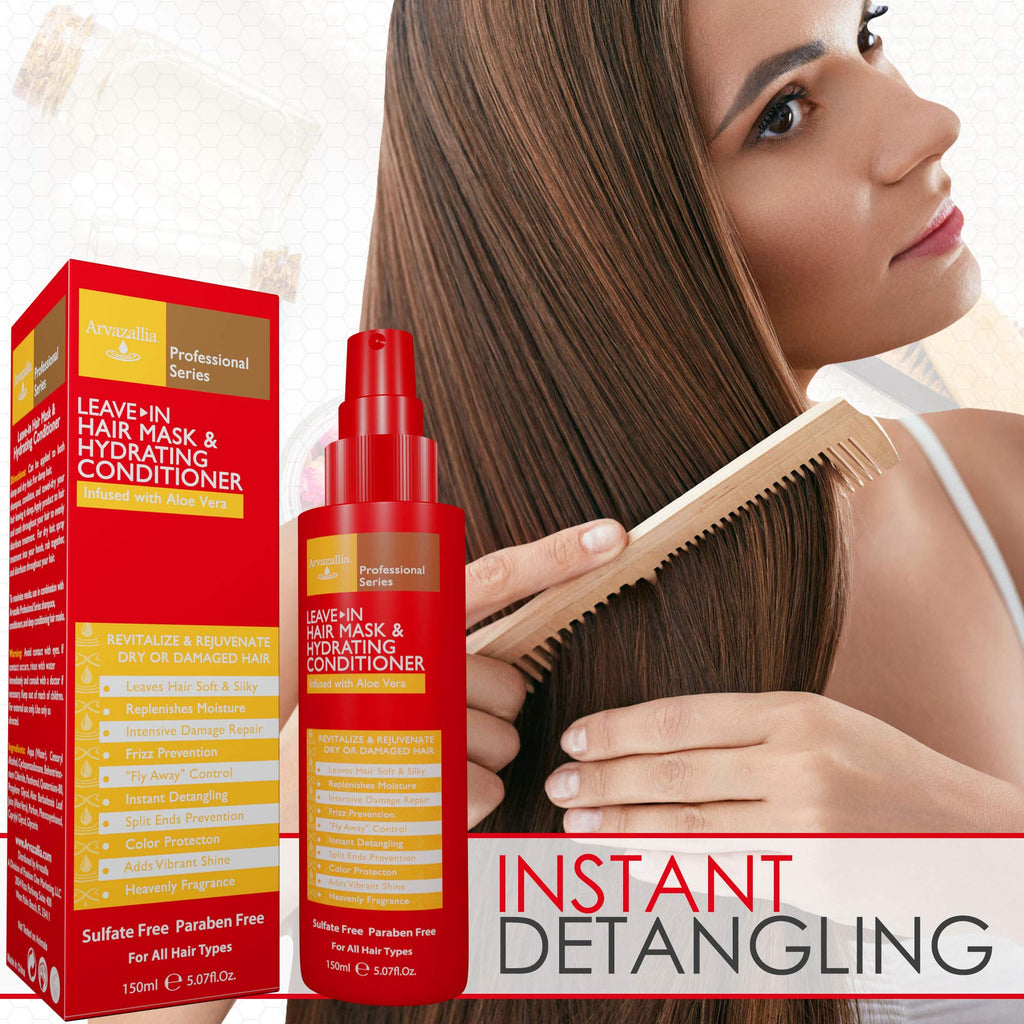 Arvazallia Leave-in Hair Mask & Hydrating Conditioner Spray – Dry or Damaged Hair