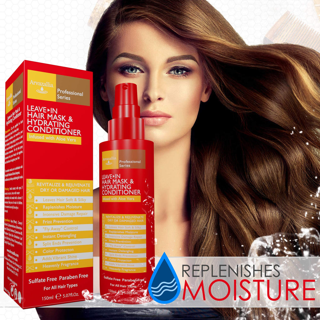 Arvazallia Leave-in Hair Mask & Hydrating Conditioner Spray – Dry or Damaged Hair