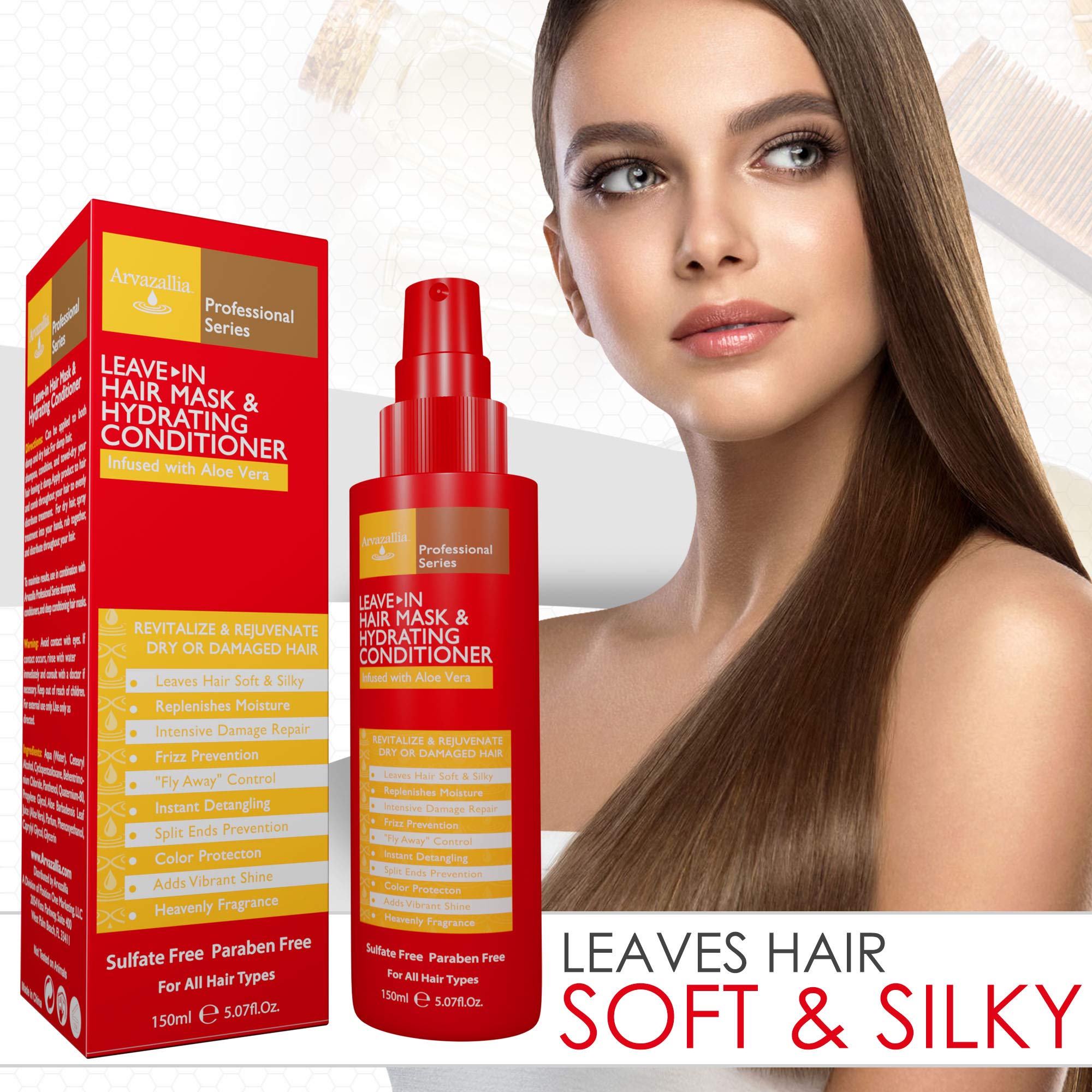 Arvazallia Leave-in Hair Mask & Hydrating Conditioner Spray – Dry or Damaged Hair