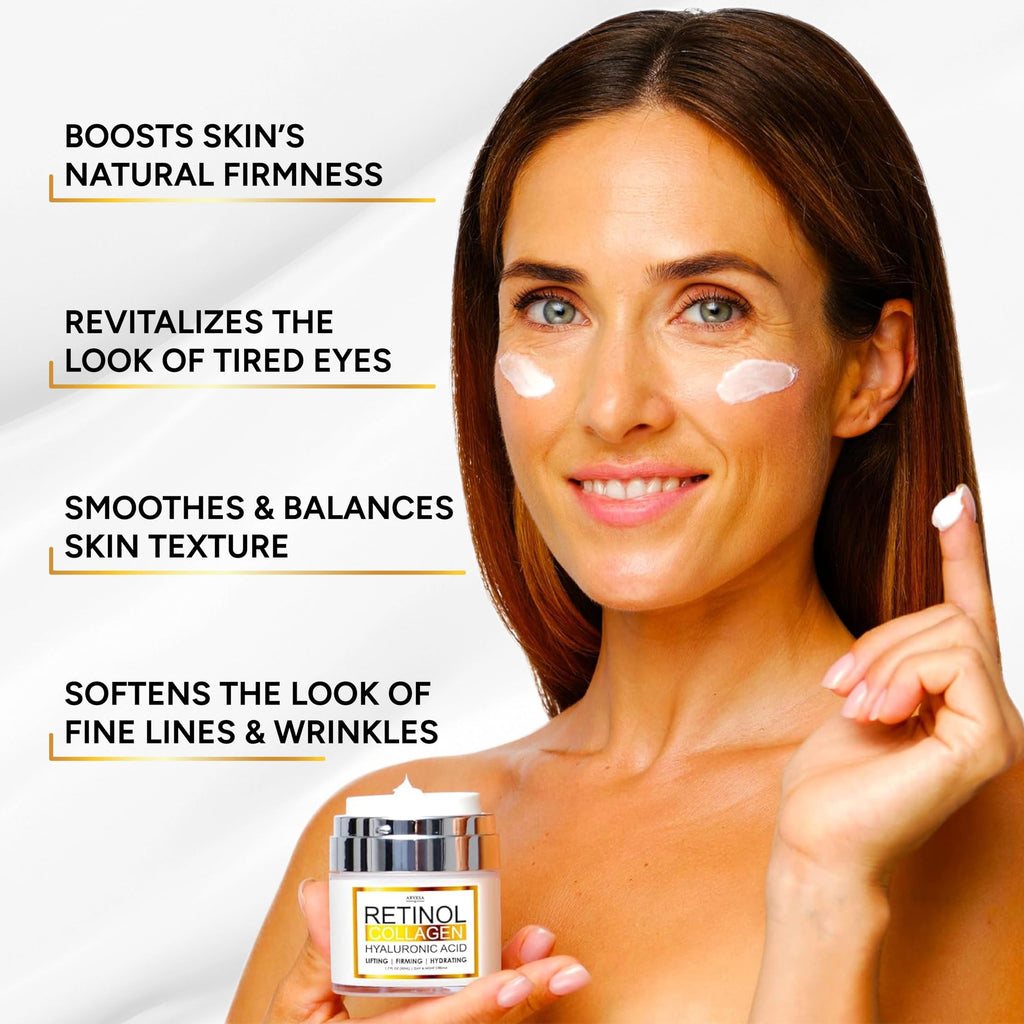 Arvesa 2 Pack Retinol Cream with Collagen & Hyaluronic Acid – Anti Aging Day & Night Moisturizer