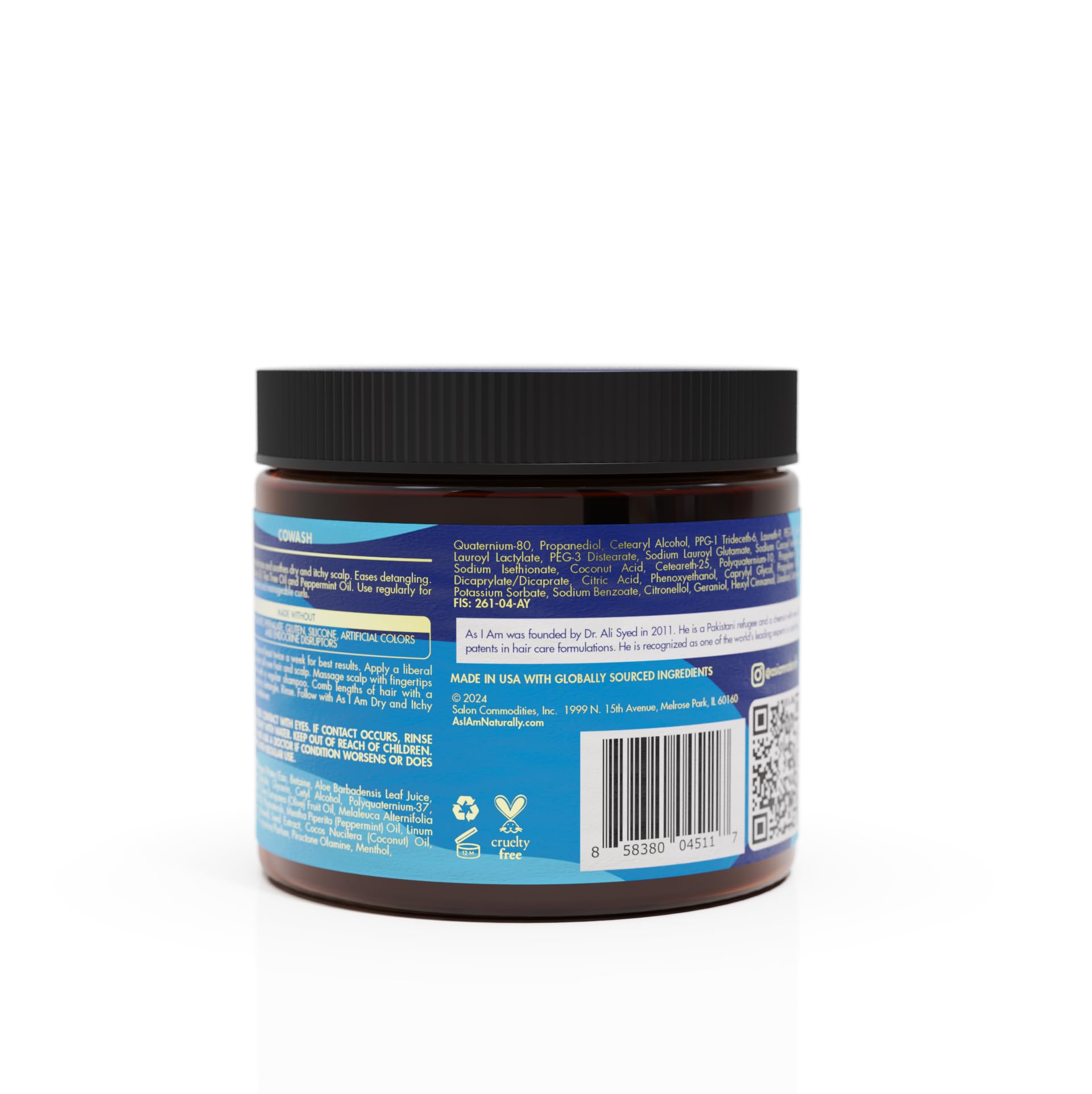As I Am Dry & Itchy Scalp Care Cowash – 16 oz with Olive Oil, Tea Tree & Peppermint
