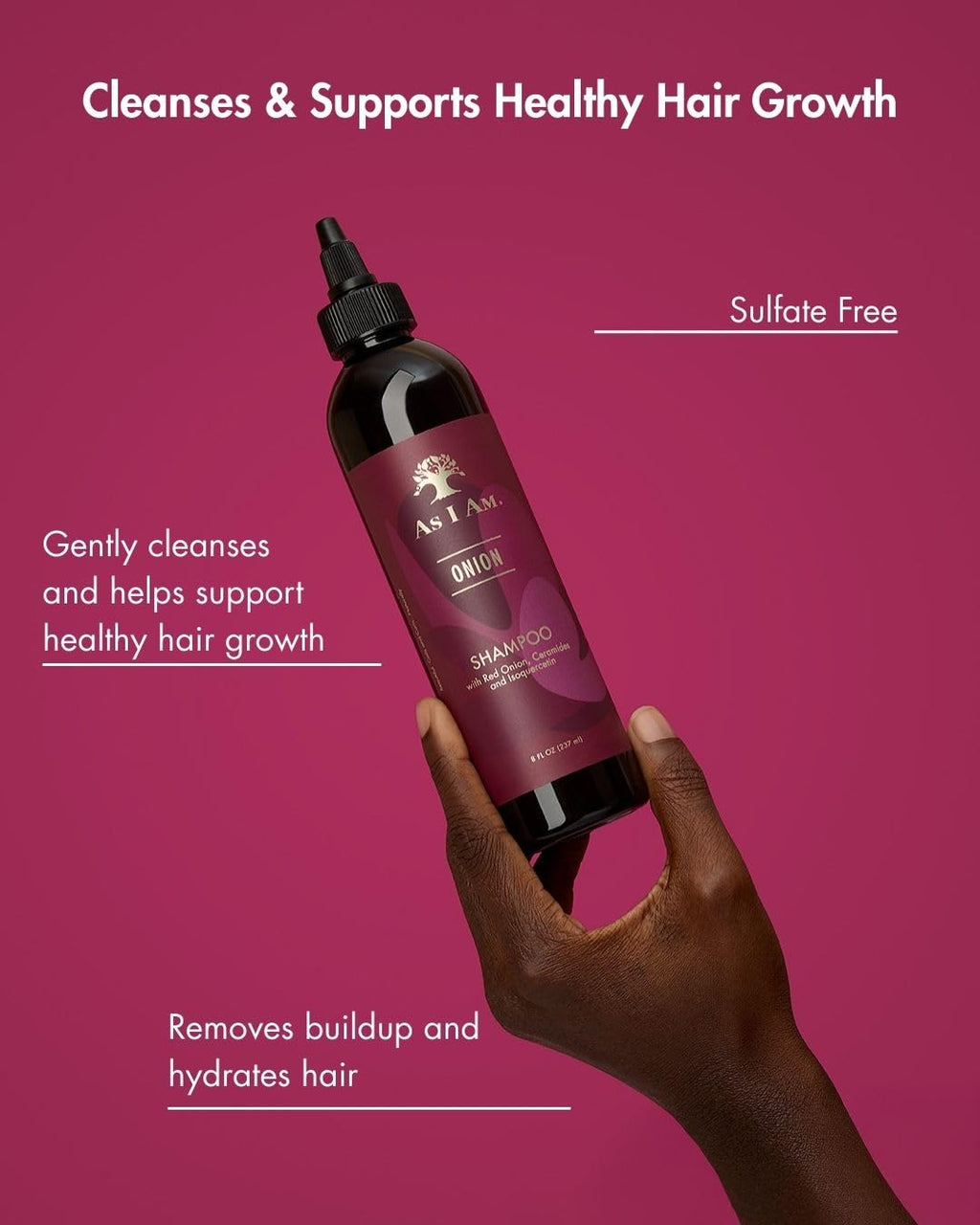 As I Am Onion Shampoo – 8 oz with Red Onion, Ceramides & Isoquercetin | Supports Healthy Hair Growth