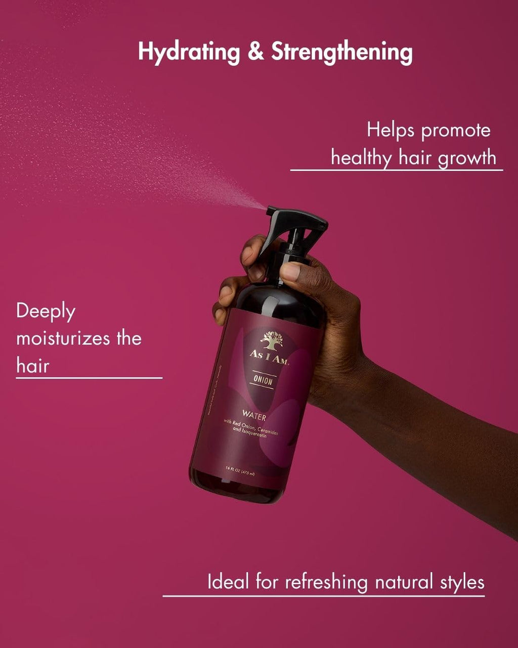 As I Am Onion Water – 16 oz with Red Onion, Ceramides & Isoquercetin for Healthy Hair Growth