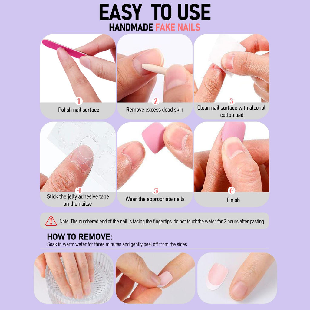 ASABITE 10Pcs Handmade Coffin Press-On Nails with 3D Flower Design