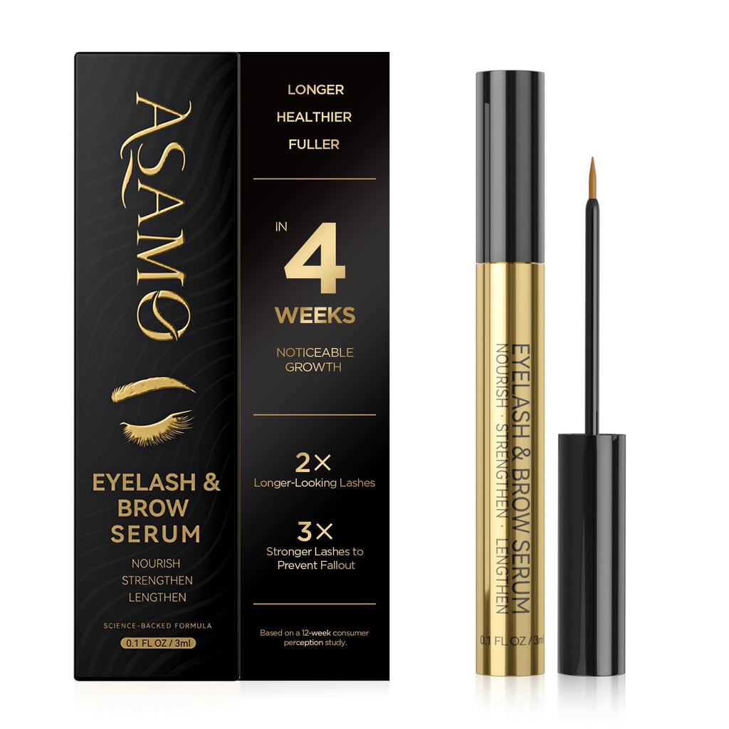 ASAMO Eyelash & Eyebrow Growth Serum – 15 Plant Extracts, Oil-Free, Hypoallergenic