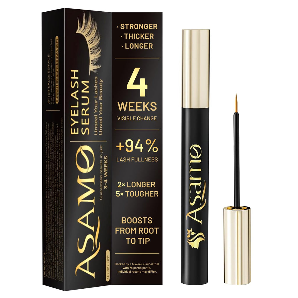 ASAMO Eyelash Growth Serum – 15 Plant Extracts, Oil-Free, Hypoallergenic (3ml)