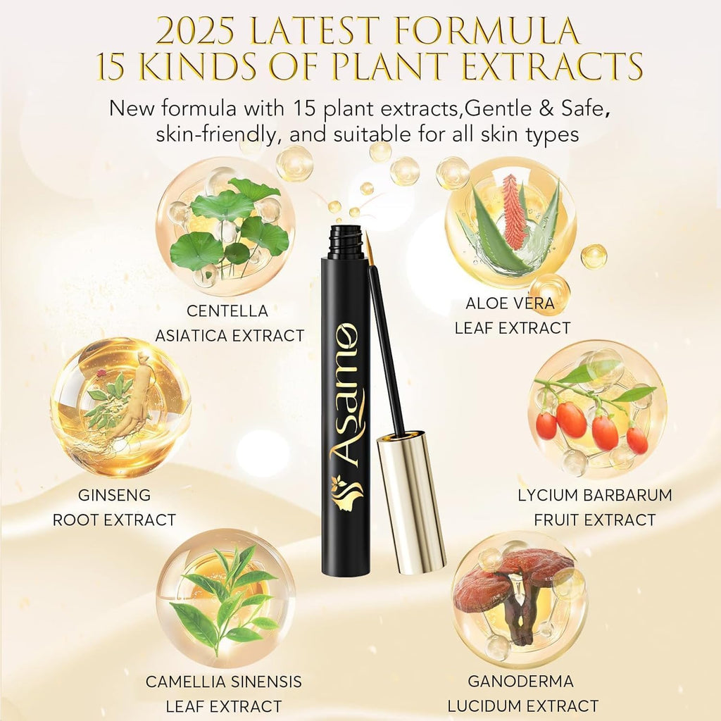 ASAMO Eyelash Growth Serum – 15 Plant Extracts, Oil-Free, Hypoallergenic (3ml)