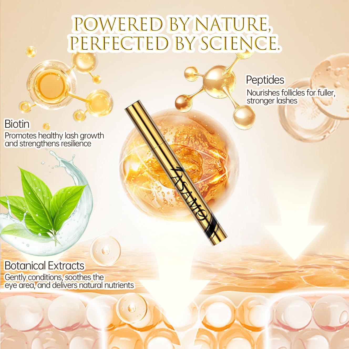 ASAMO Pure Gold Eyelash & Eyebrow Growth Serum – 15 Plant Extracts