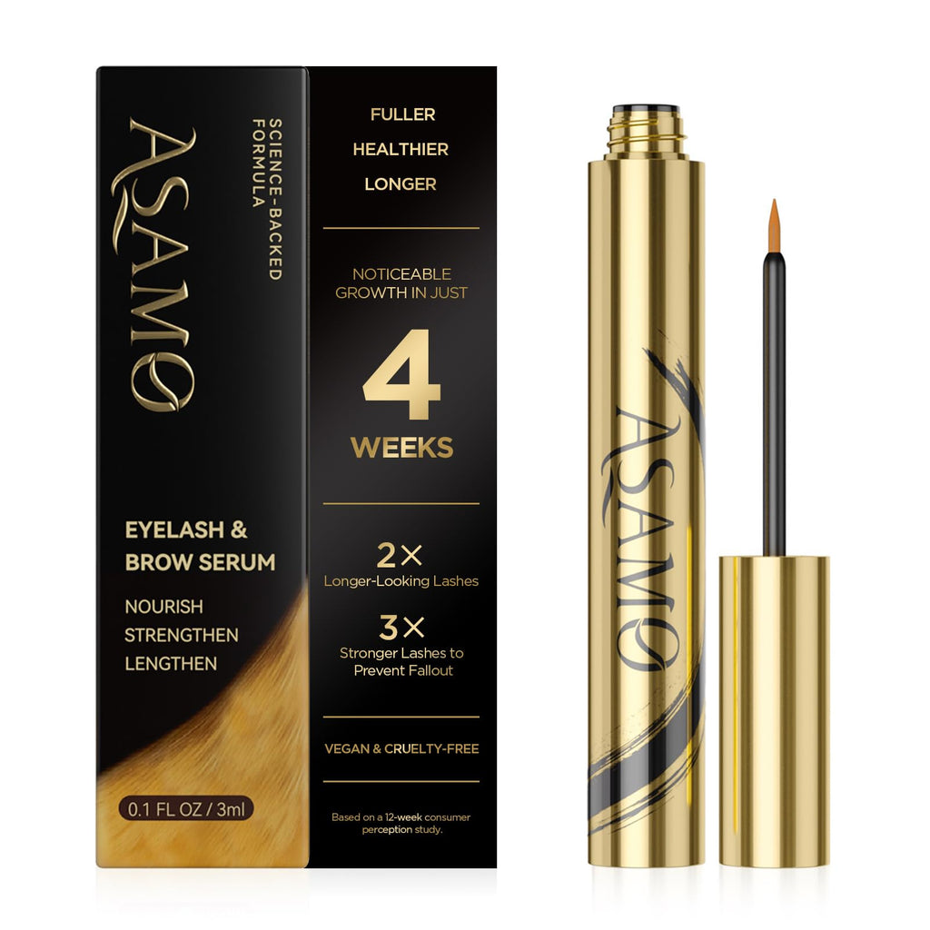 ASAMO Pure Gold Eyelash & Eyebrow Growth Serum – 15 Plant Extracts