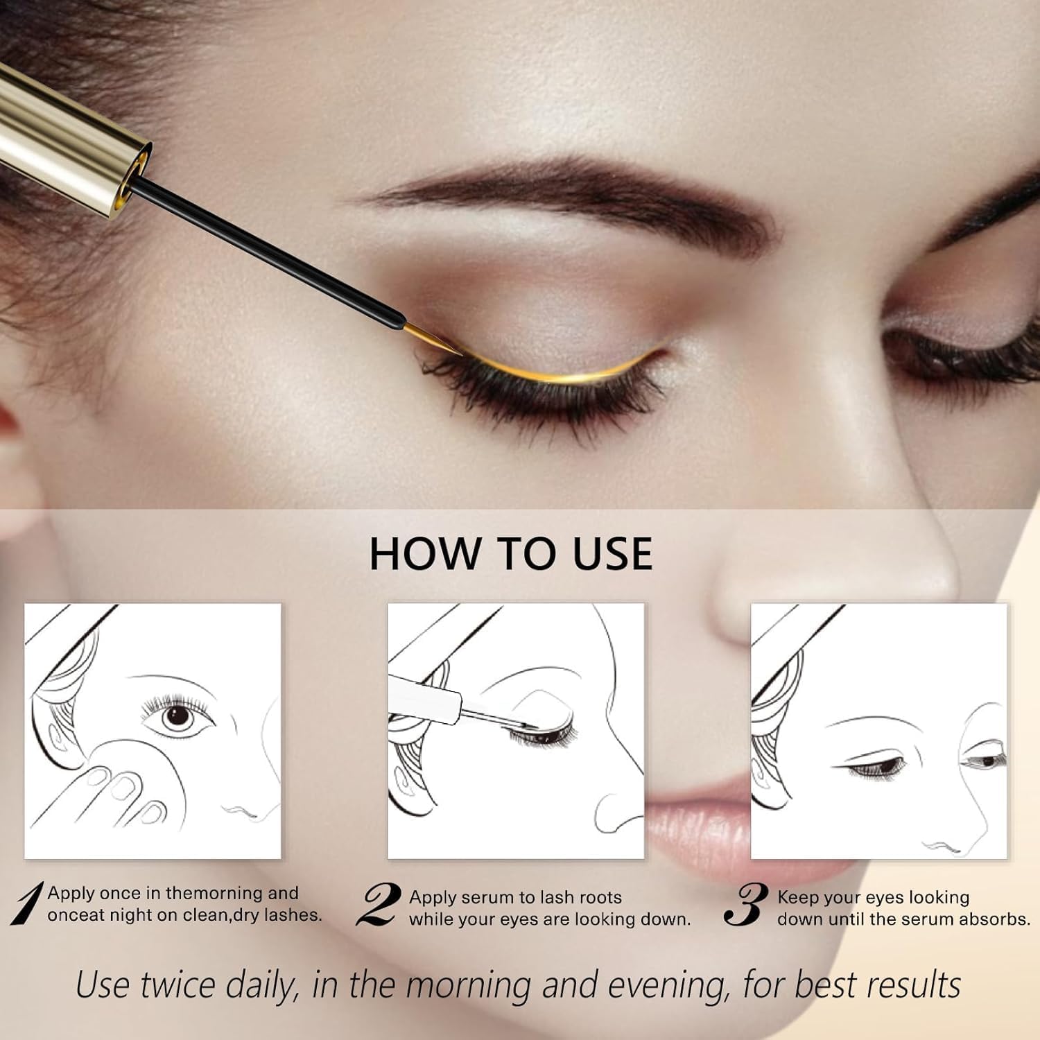 ASAMO Eyelash Growth Serum – 15 Plant Extracts, Oil-Free, Hypoallergenic (3ml)
