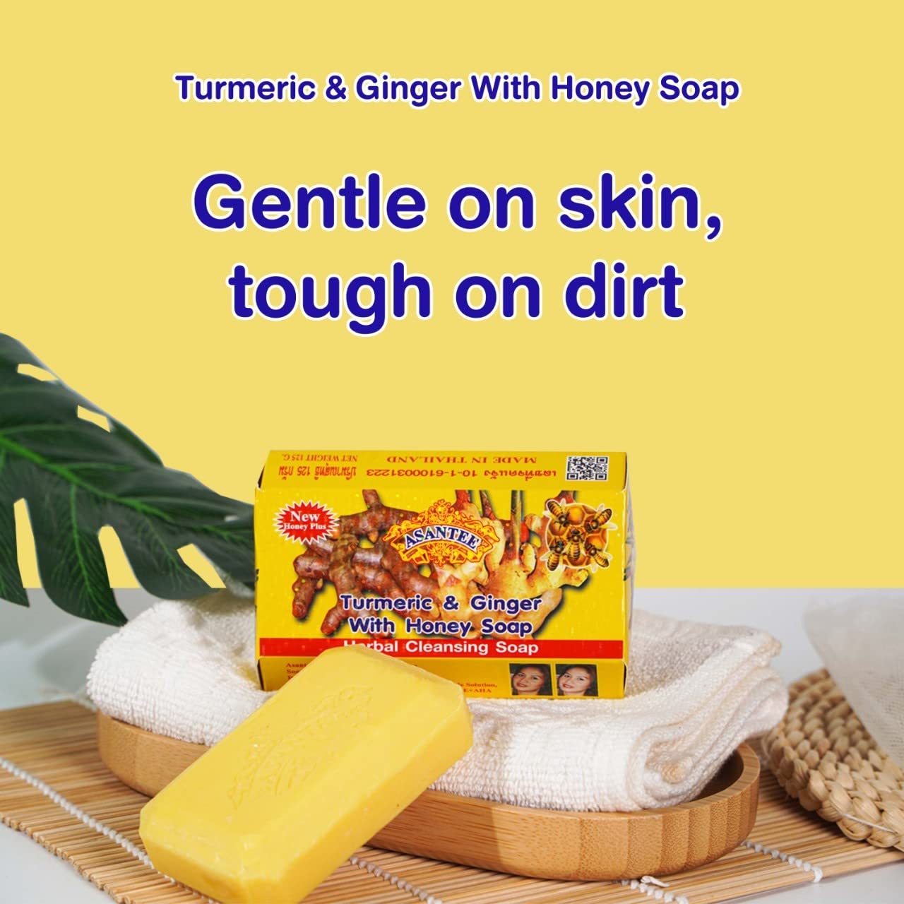 ASANTEE Turmeric & Ginger With Honey Soap (Pack of 3) – Soft Skin, Long-Lasting Lather