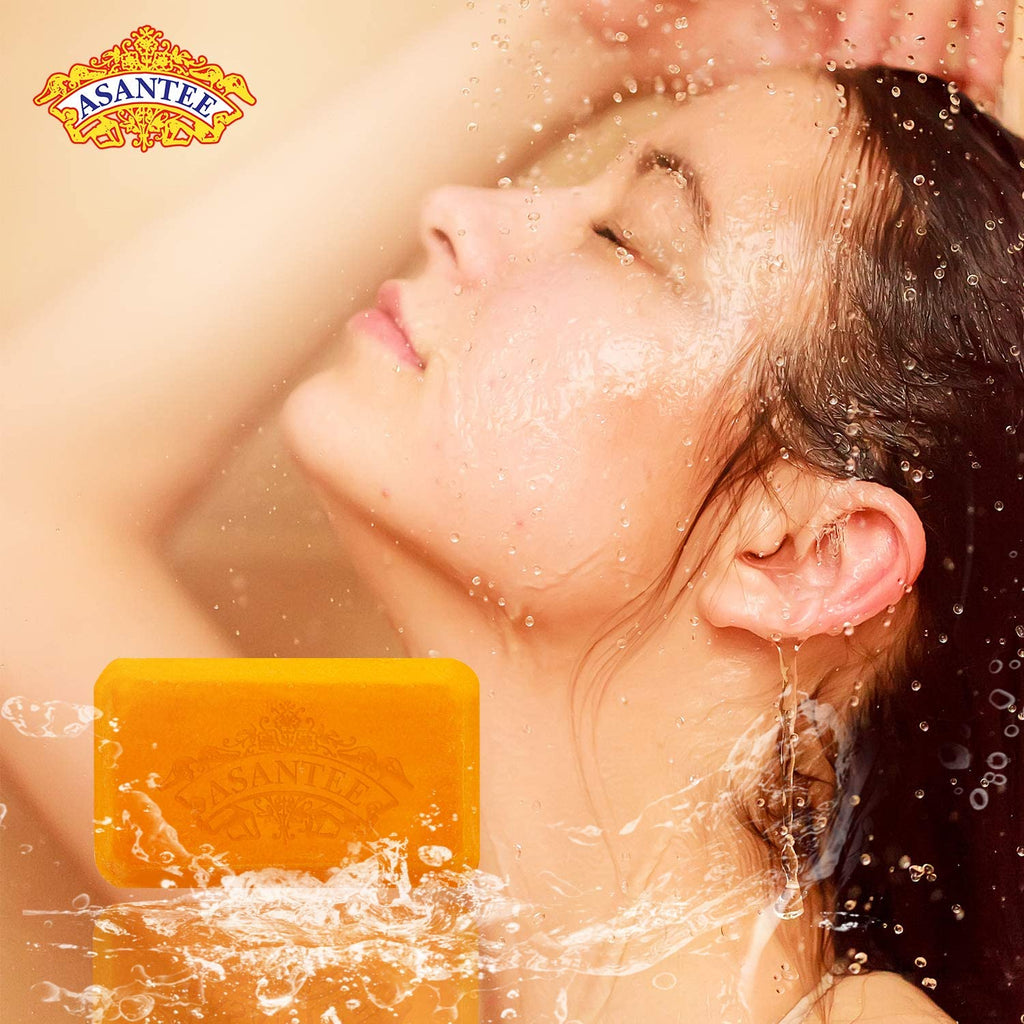 ASANTEE Papaya & Honey Soap Bars – Vitamin C, E & Q10, 3-Pack (4.4 oz each)