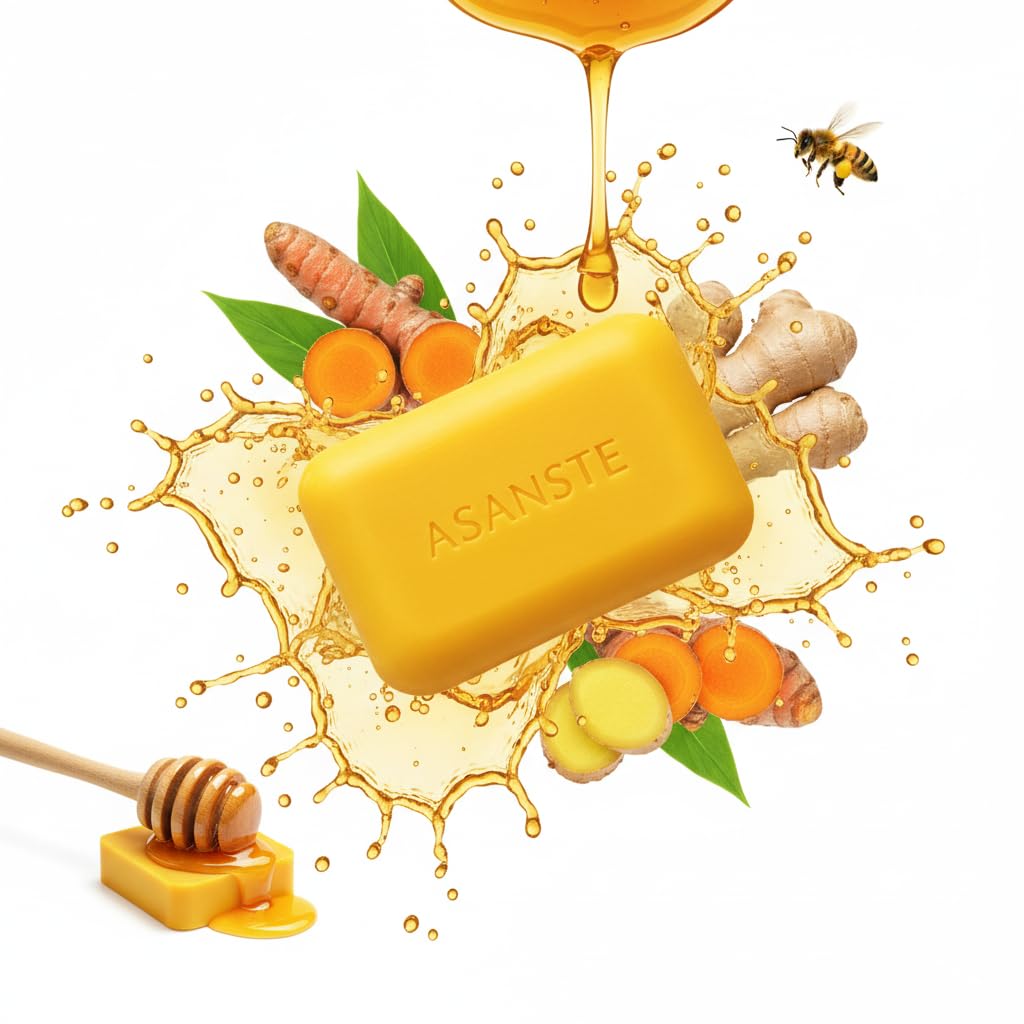 ASANTEE Turmeric & Ginger With Honey Soap (Pack of 3) – Soft Skin, Long-Lasting Lather