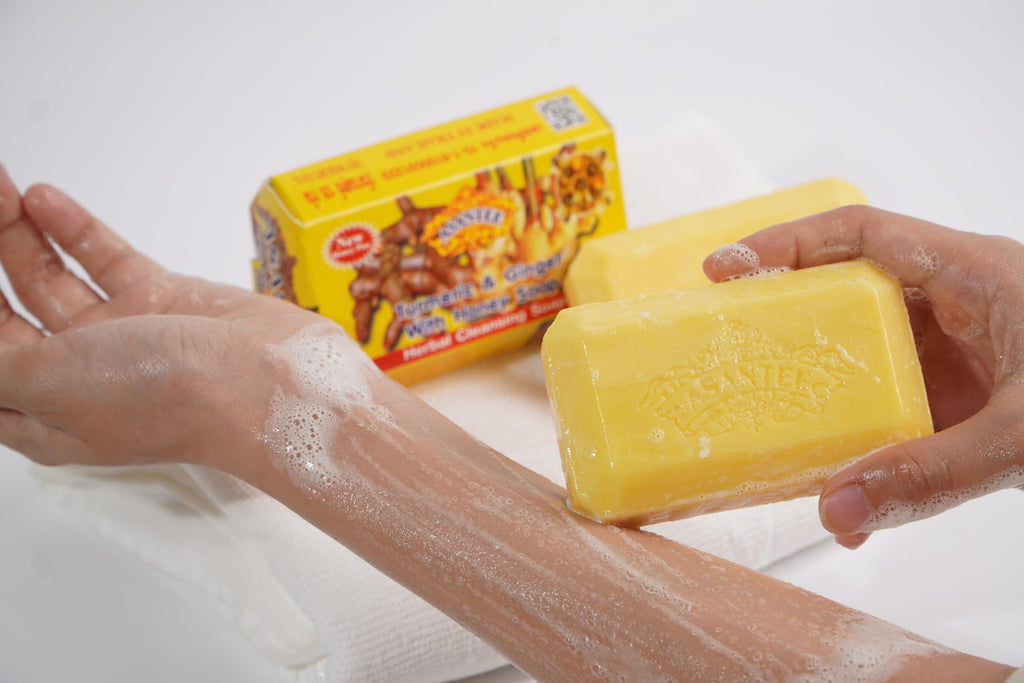 ASANTEE Turmeric & Ginger With Honey Soap (Pack of 3) – Soft Skin, Long-Lasting Lather