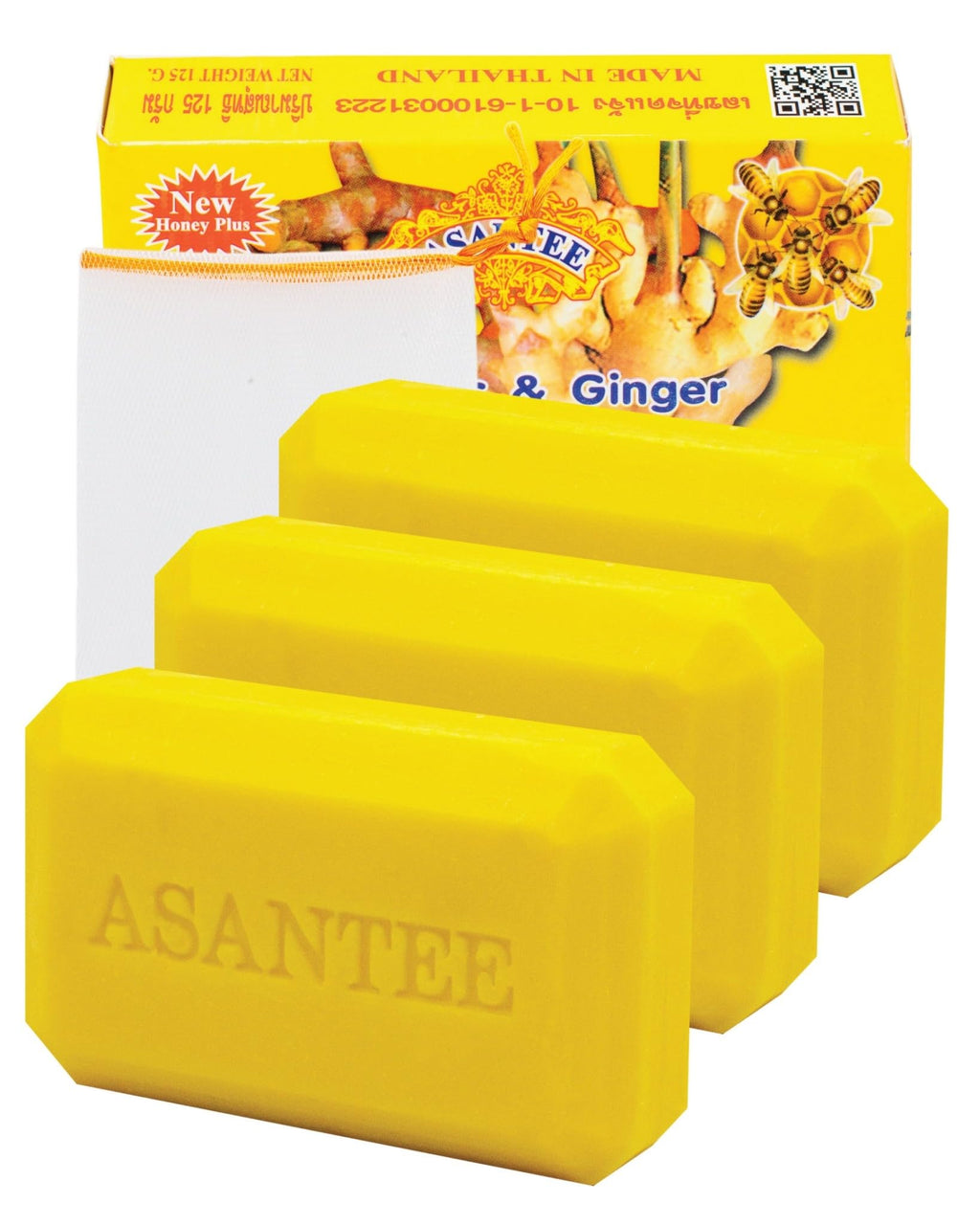 ASANTEE Turmeric & Ginger With Honey Soap (Pack of 3) – Soft Skin, Long-Lasting Lather