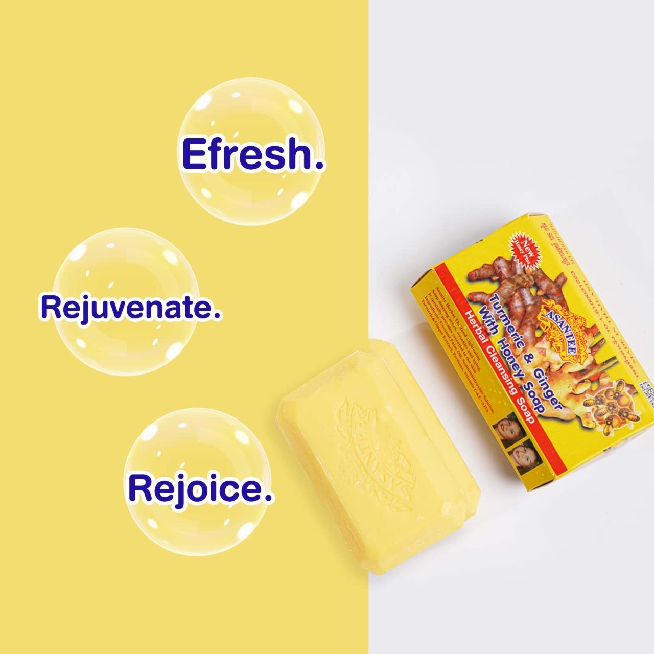 ASANTEE Turmeric & Ginger With Honey Soap (Pack of 3) – Soft Skin, Long-Lasting Lather