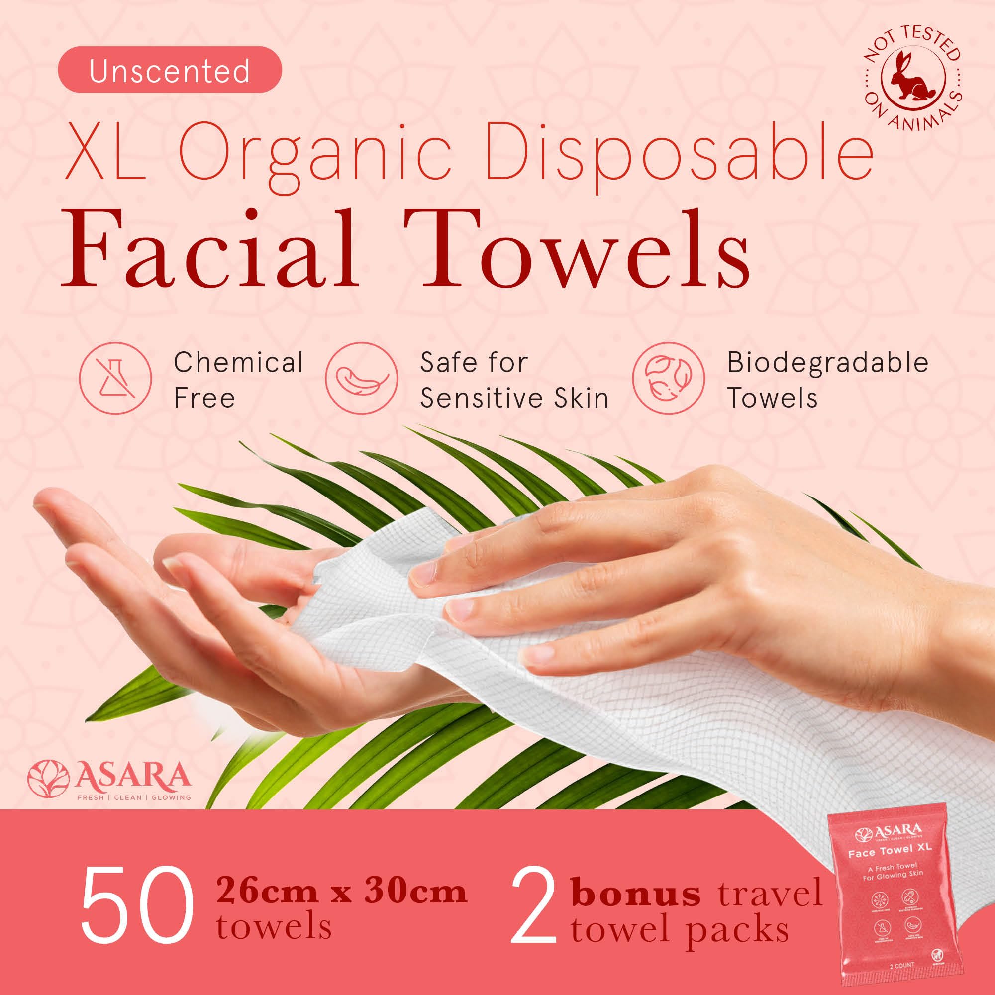 ASARA NEW YORK PROBIOTIC SKIN SCIENCE Clean Face Towels XL Wipes – Water-Activated Makeup Remover, Sensitive Skin, Organic Vegan Biodegradable | 100 Count