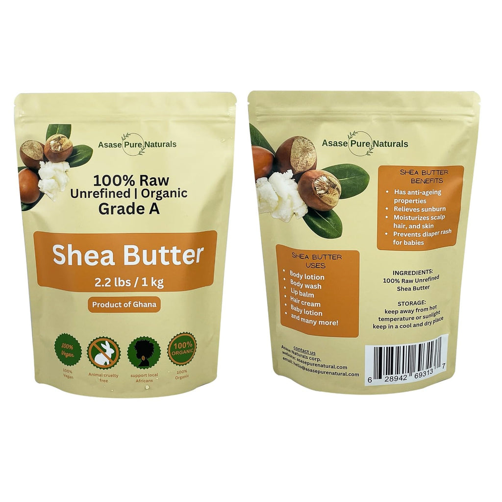 Asase Pure Naturals Organic Shea Butter – Raw, Unrefined Grade A, 1 lb from Ghana
