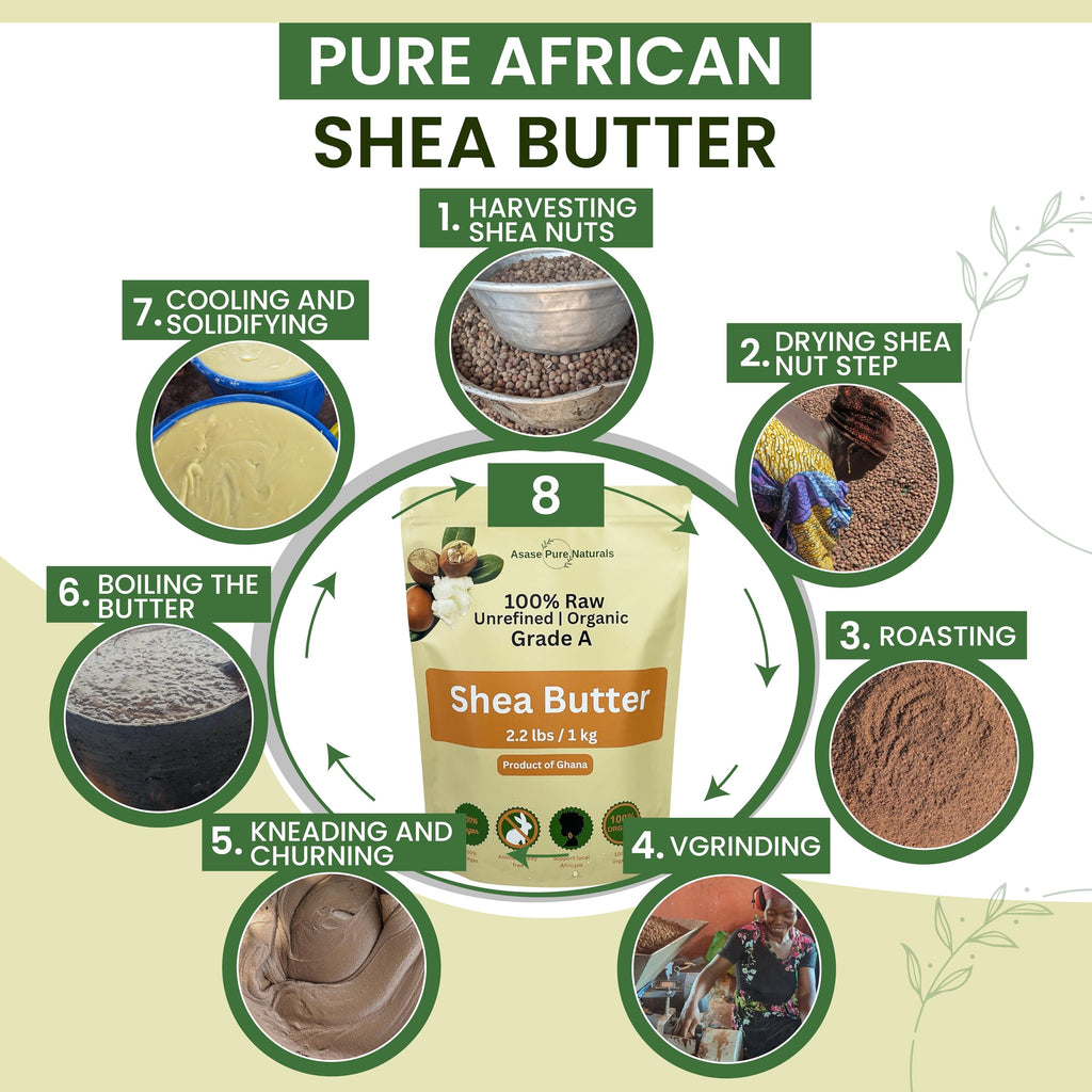 Asase Pure Naturals Organic Shea Butter – Raw, Unrefined Grade A, 1 lb from Ghana