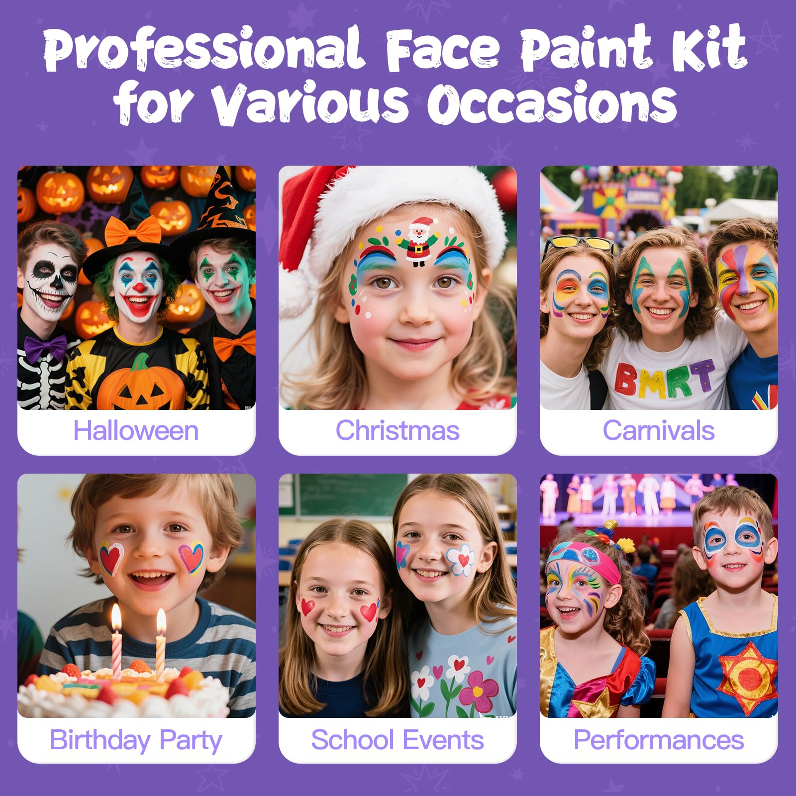 Asddage Face Painting Kit for Kids — 18 Colors, Brushes & 30 Stencils