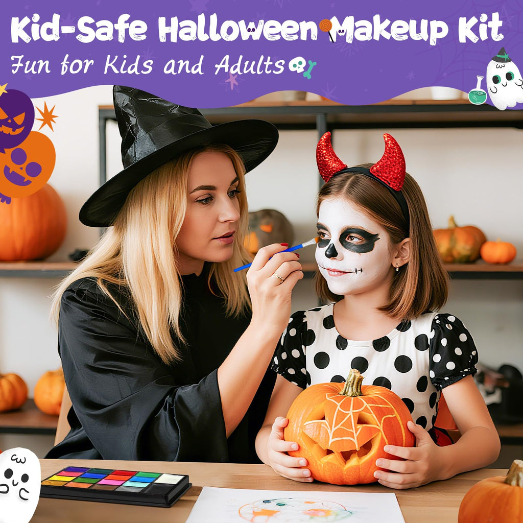 Asddage Face Painting Kit for Kids — 18 Colors, Brushes & 30 Stencils