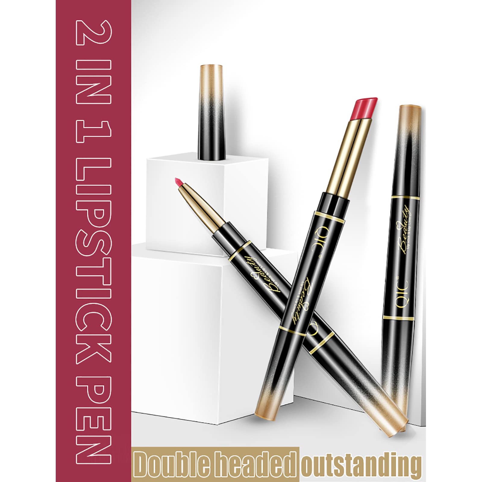 Aseawave 6Pcs Lip Liner & Lipstick Set — Matte, Long-Lasting, Waterproof (Purple Red to Ruby Red)