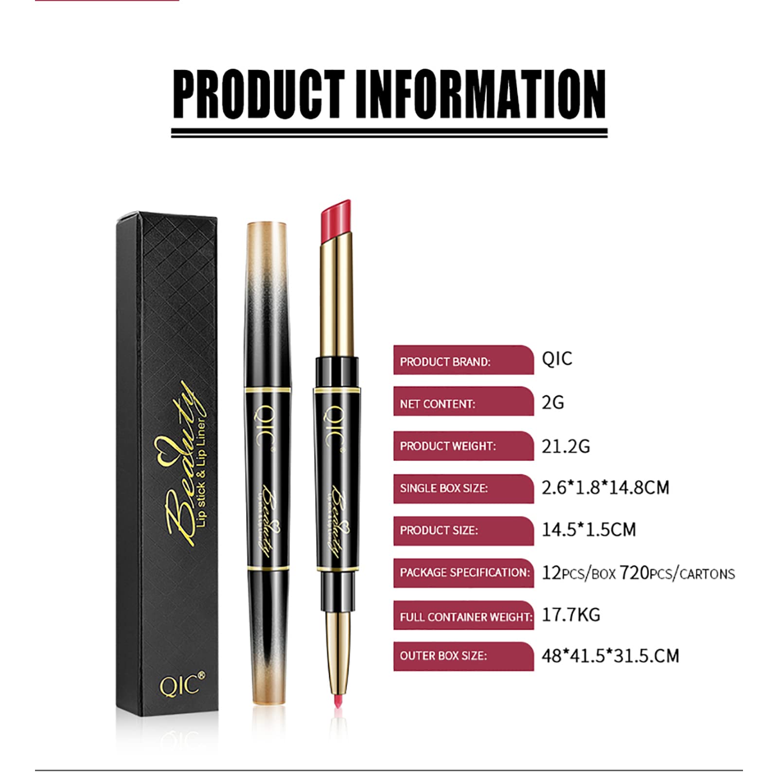 Aseawave 6Pcs Lip Liner & Lipstick Set — Matte, Long-Lasting, Waterproof (Purple Red to Ruby Red)