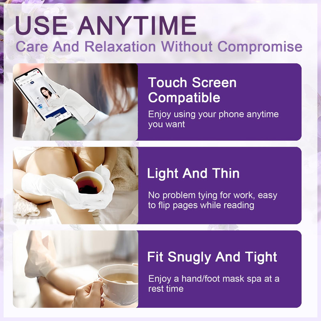 ASMAYSA Lavender Hand & Foot Mask Set – Hydrating Hand Masks & Exfoliating Foot Masks (10 Pairs)