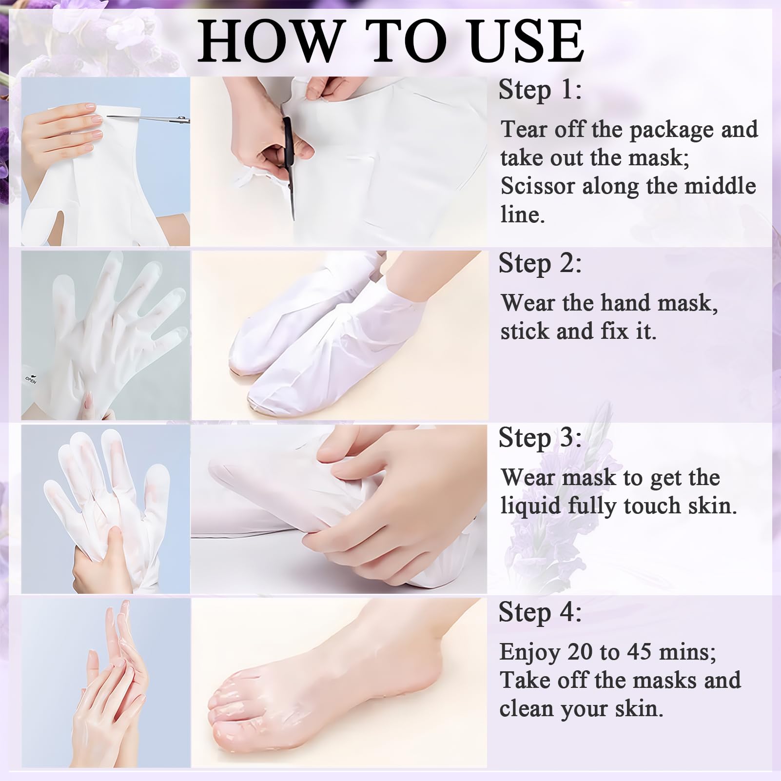 ASMAYSA Lavender Hand & Foot Mask Set – Hydrating Hand Masks & Exfoliating Foot Masks (10 Pairs)
