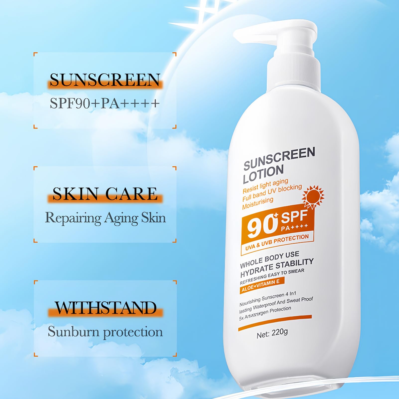 ASMAYSA SPF 90 Sunscreen 220G – Face & Body, Waterproof, Large Capacity