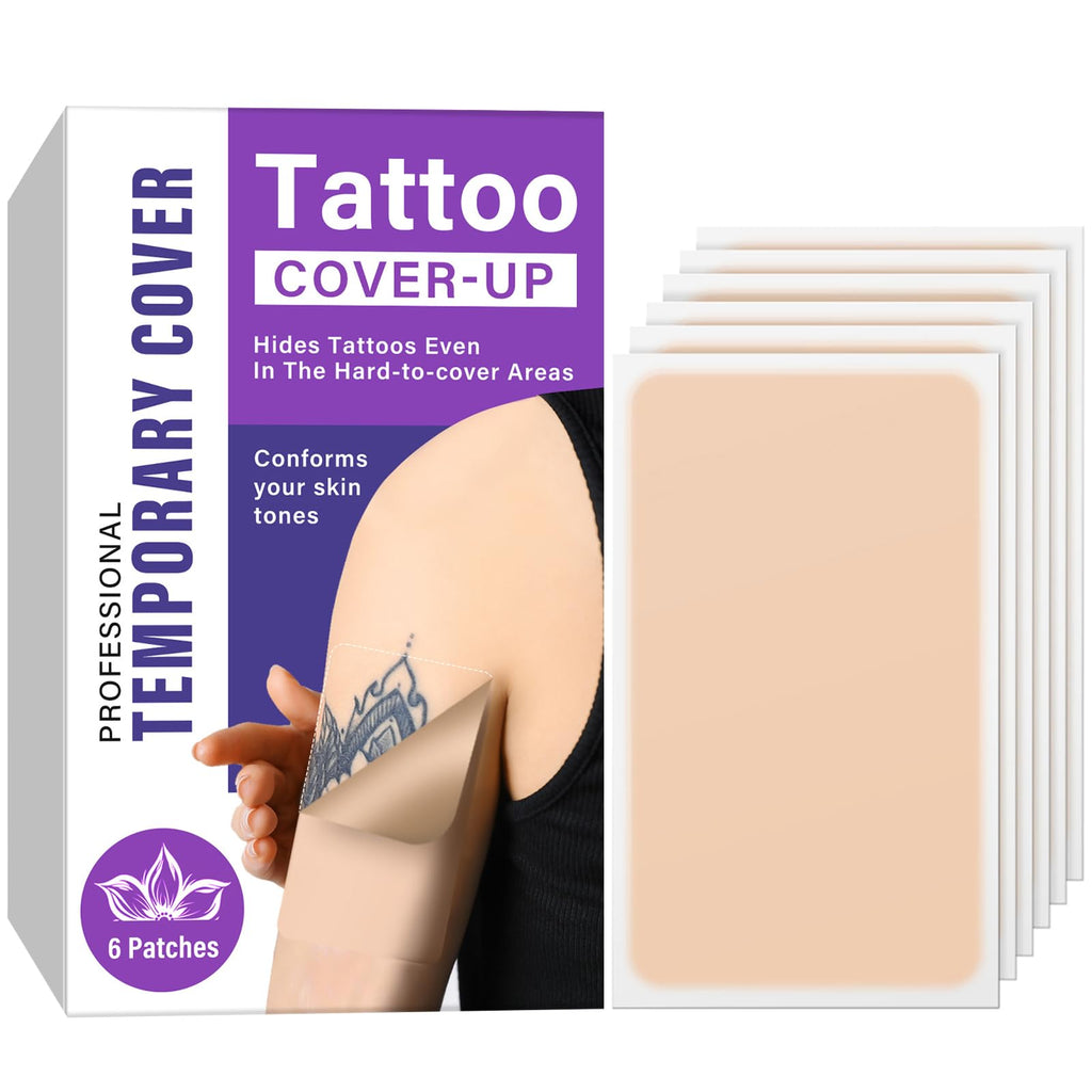 Asomooh Tattoo Cover Up Tape - Invisible Waterproof Skin Tone Concealer Sticker (6 Pcs)