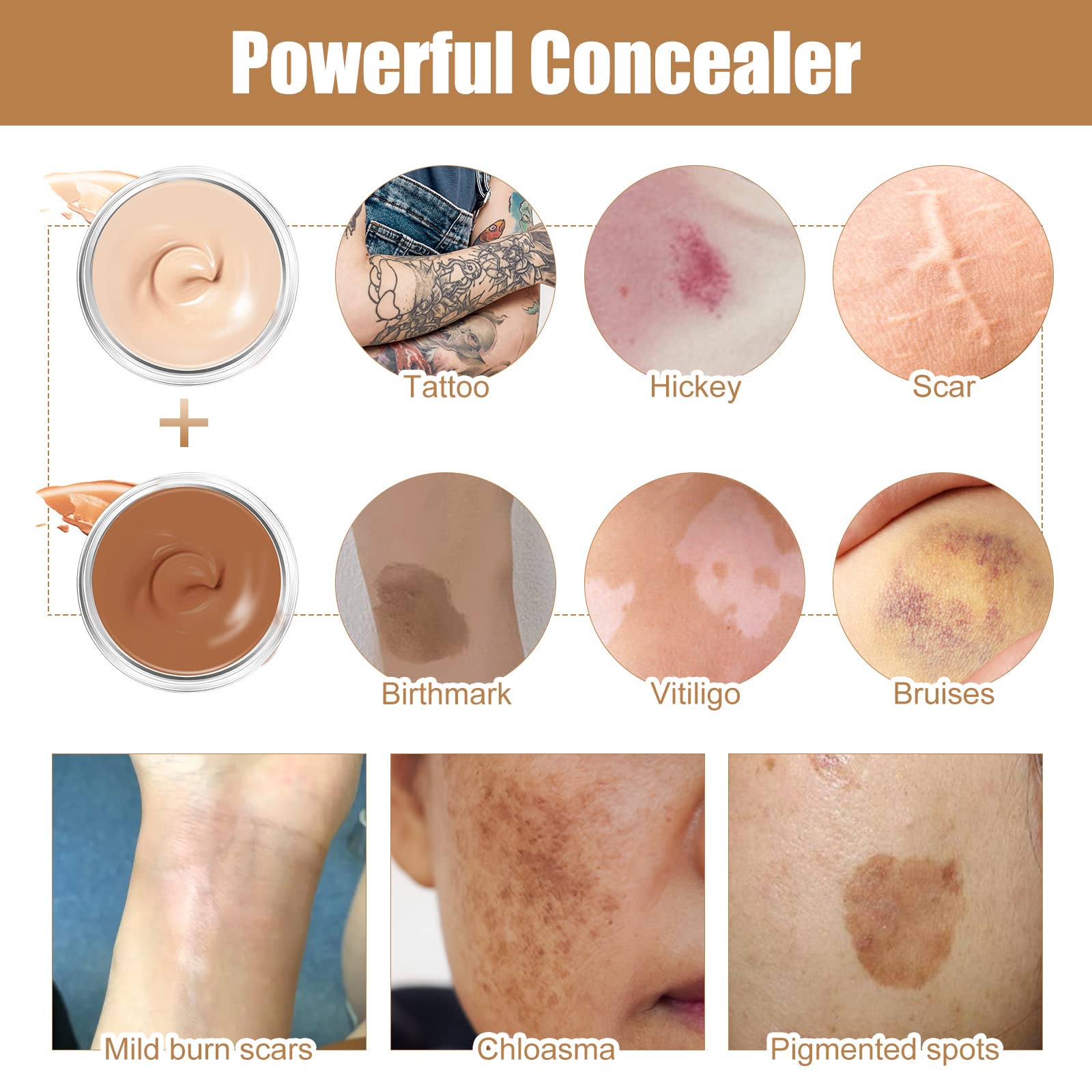 Asomooh Tattoo Cover-Up Concealer – Waterproof, Adjustable, Long-Lasting for Tattoos, Scars & Blemishes (1 Pack)
