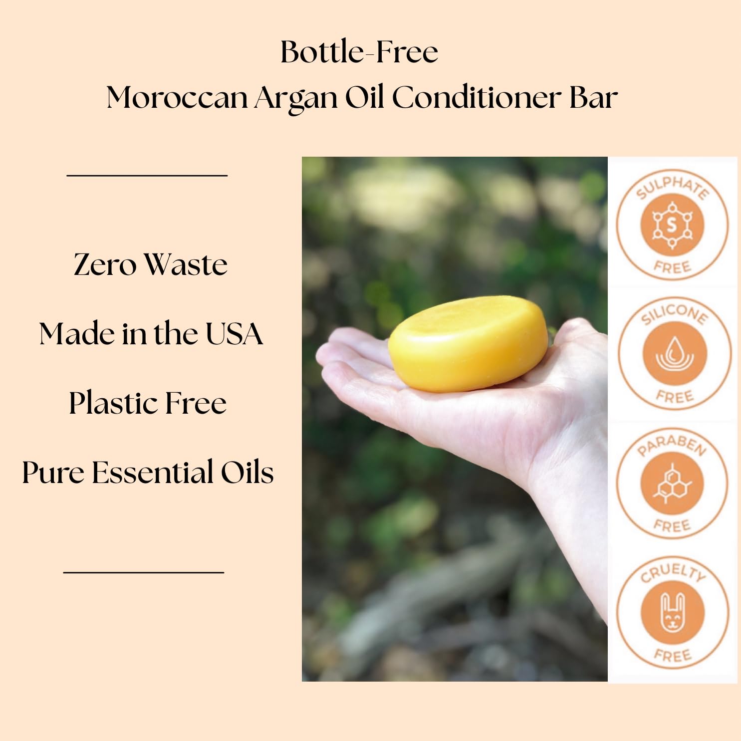 Aspen Kay Naturals Lemongrass Conditioner Bar, 2.3 oz – Organic, Sulfate-Free, Vegan