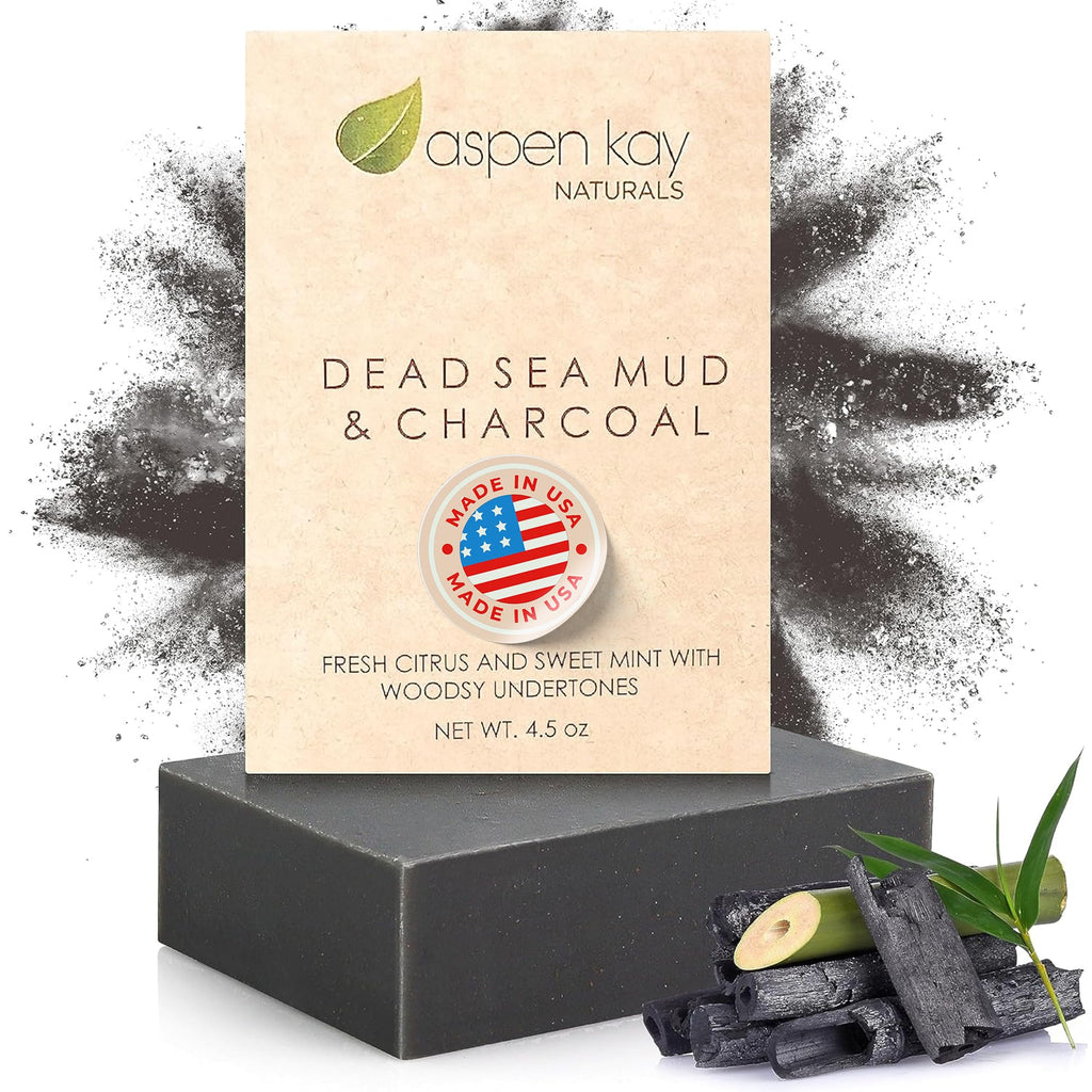 Aspen Kay Naturals Handmade Dead Sea Mud Soap Bar with Activated Charcoal – 4.5 oz
