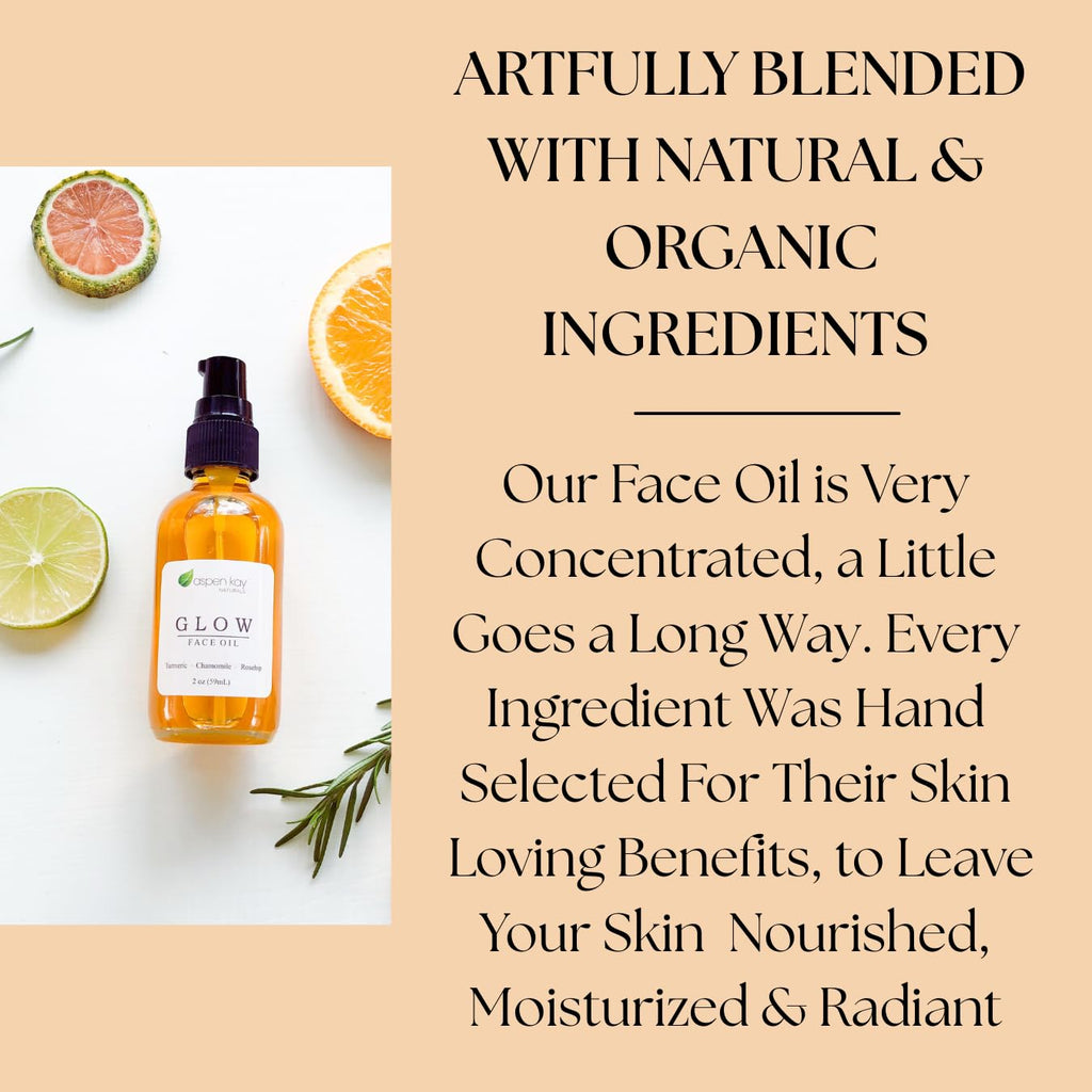 Aspen Kay Naturals Glow Turmeric & Rosehip Face Oil | Natural & Organic Serum 2 oz