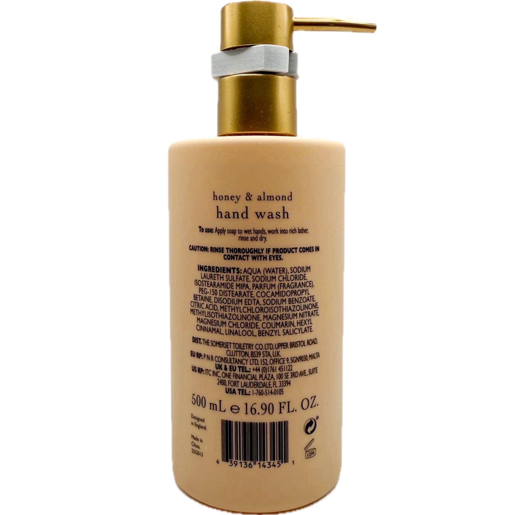 Asquith & Somerset Honey & Almond Hand Wash – 500 mL with Gold Pump