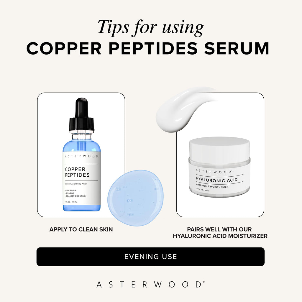 Asterwood Copper Peptides Serum for Face – GHK-Cu + Hyaluronic Acid | Tightening & Hydration | 2 oz