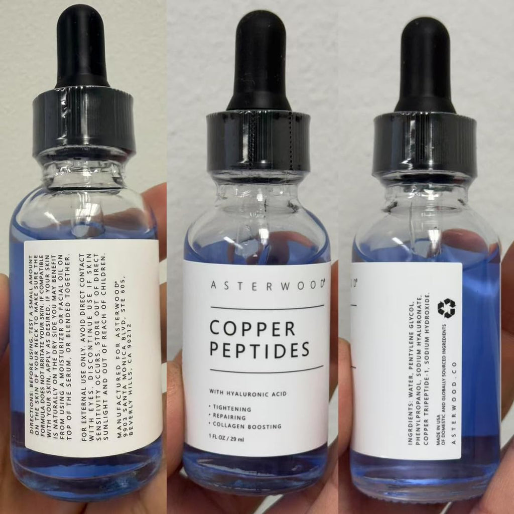 Asterwood Copper Peptides Serum for Face — GHK-Cu + Hyaluronic Acid | Anti-Aging Facial Serum, 1 Fl Oz