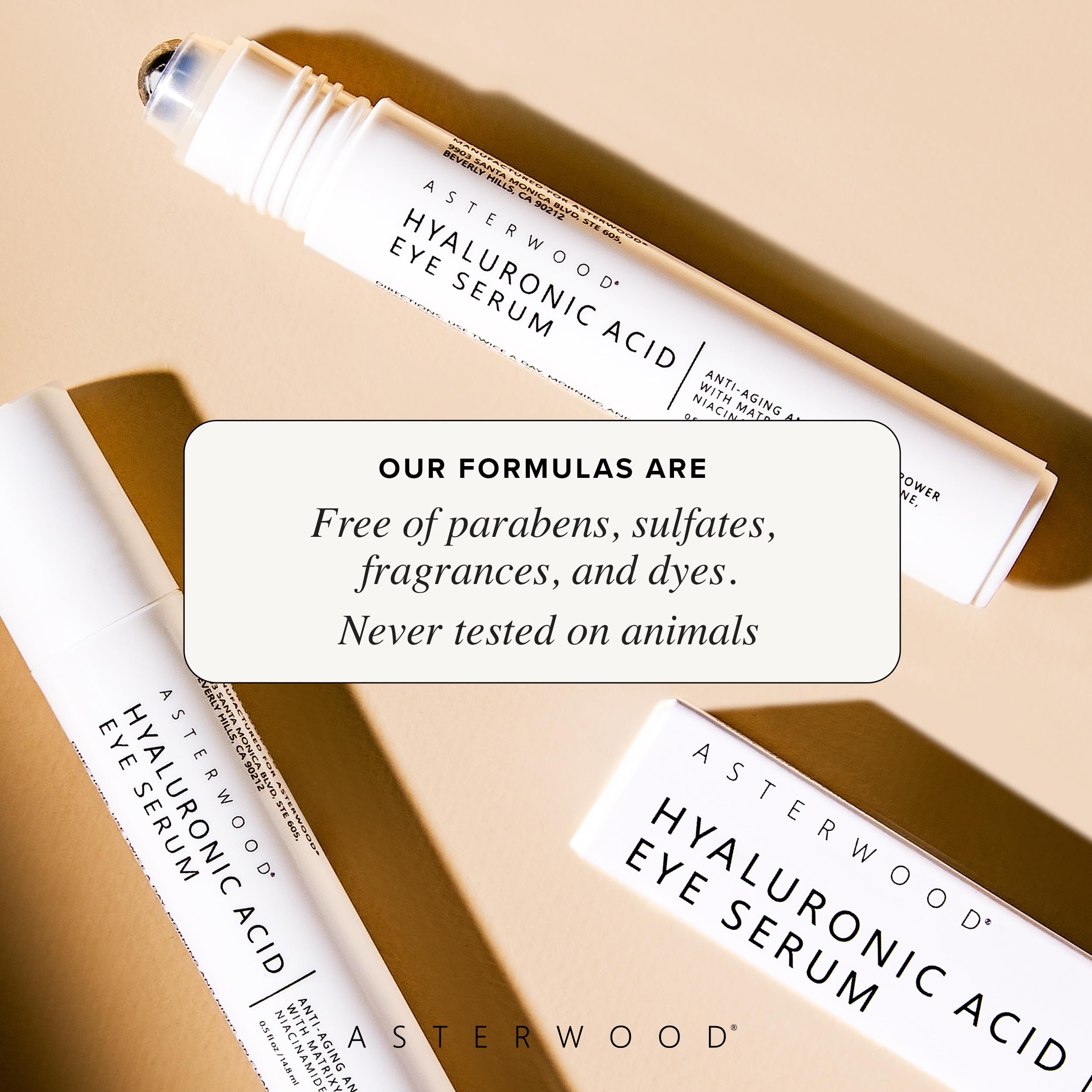 Asterwood Hyaluronic Acid Eye Serum with Matrixyl 3000, Niacinamide & Caffeine – Reduces Undereye Bags, Dark Circles & Fine Lines