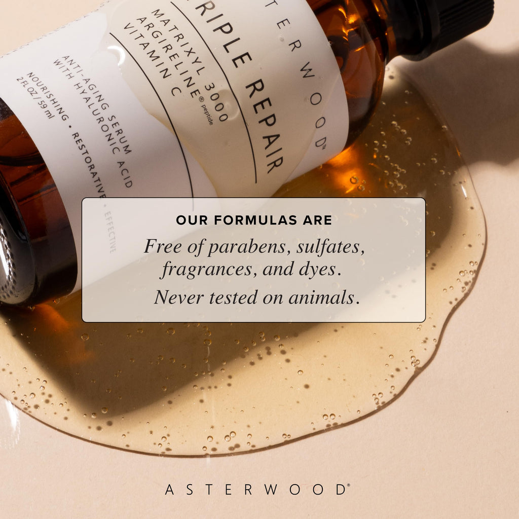 Asterwood Triple Repair Serum – Matrixyl 3000 + Argireline + Hyaluronic Acid + Vitamin C (Fragrance-Free) – 8 Fl Oz