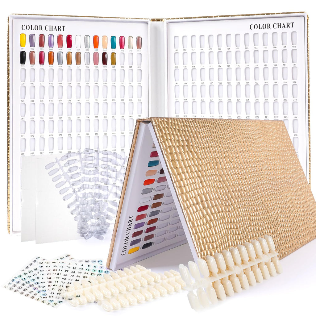 ASTONFOG 308 Colors Nail Swatches Book with 480 Nail Tips – Professional Display & Practice Card
