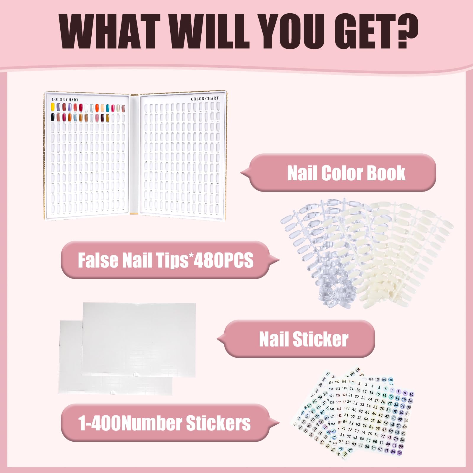 ASTONFOG 308 Colors Nail Swatches Book with 480 Nail Tips – Professional Display & Practice Card