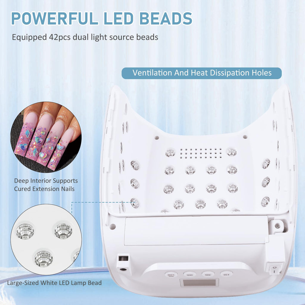 ASTONFOG 126W Cordless UV LED Nail Lamp – Auto Sensor & 4 Timers