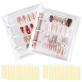 ASTONFOG Press On Nail Organizer – 2-Piece Nail Binder Book with 12 Inserts (A8), Pink & White