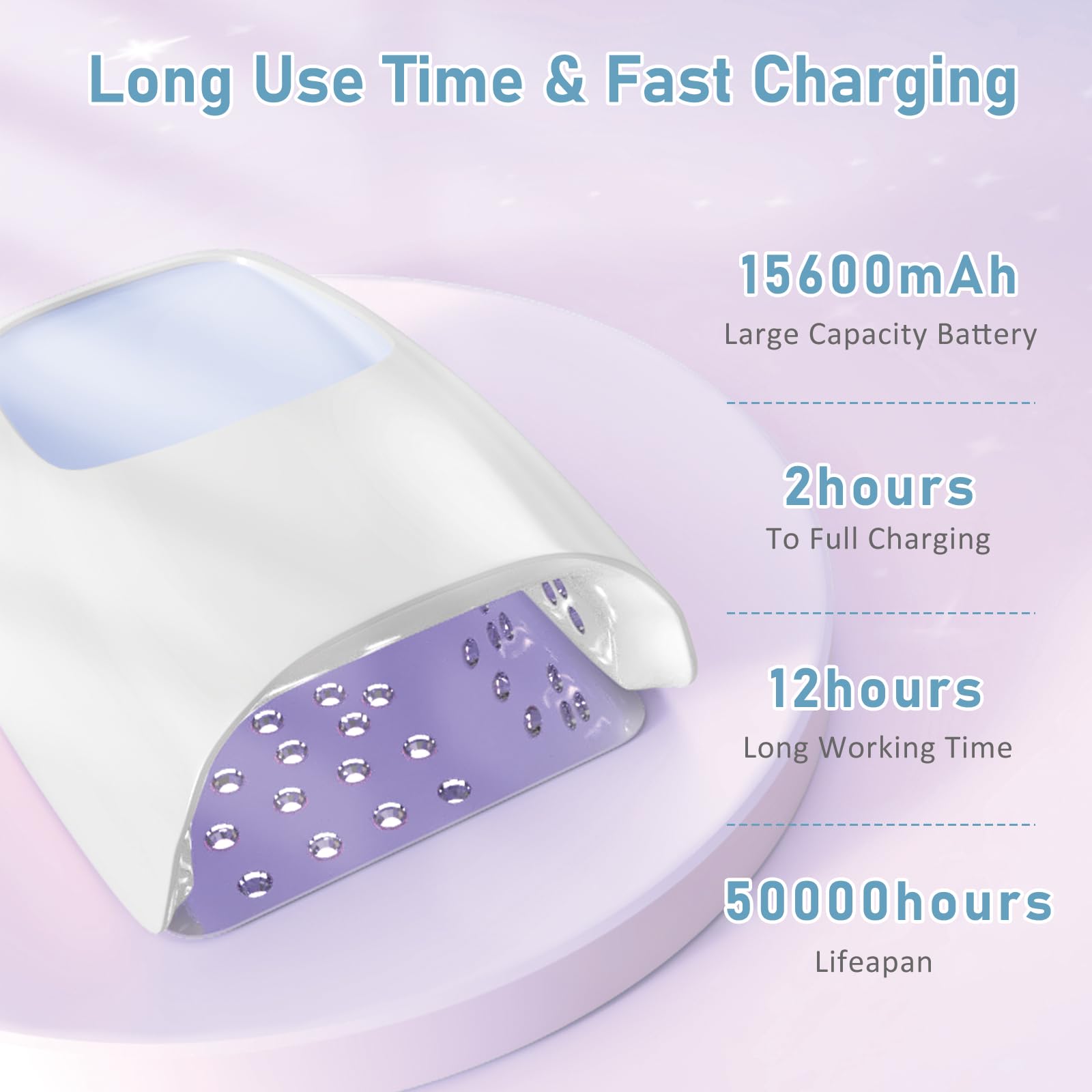 ASTONFOG 126W Cordless UV LED Nail Lamp – Auto Sensor & 4 Timers