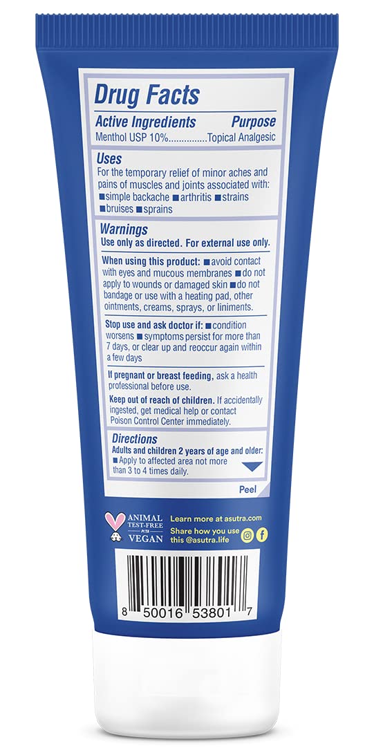 ASUTRA Muscle Pain Relief Cream 3.4 oz – Cooling Menthol, Magnesium & Arnica Oil
