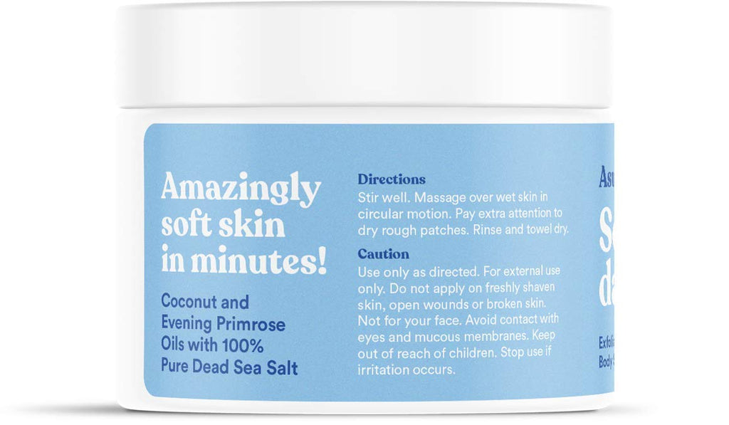 ASUTRA Dead Sea Salt Body Scrub with Coconut & Evening Primrose Oils – Ultra Hydrating Exfoliator (16 oz)