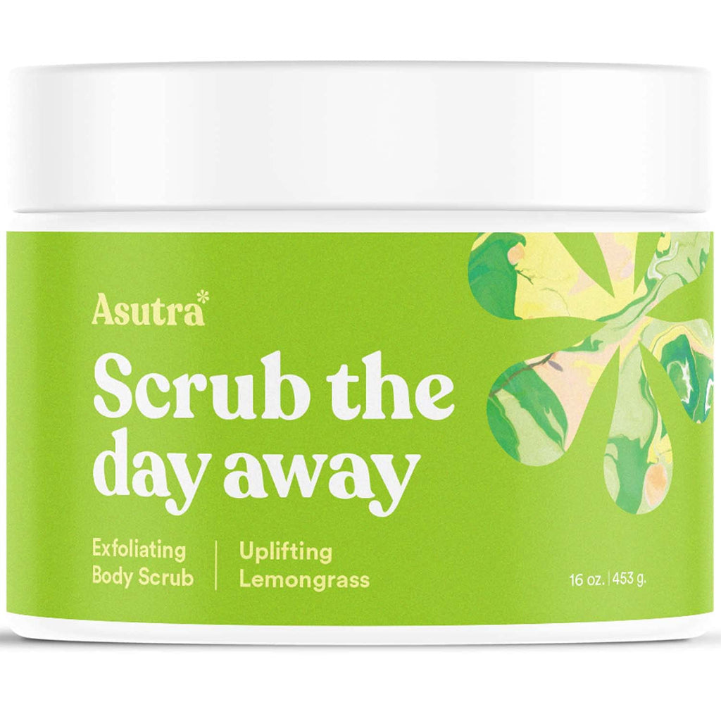 ASUTRA Dead Sea Salt Body Scrub - Lemongrass, Coconut and Ylang Ylang, 16 oz